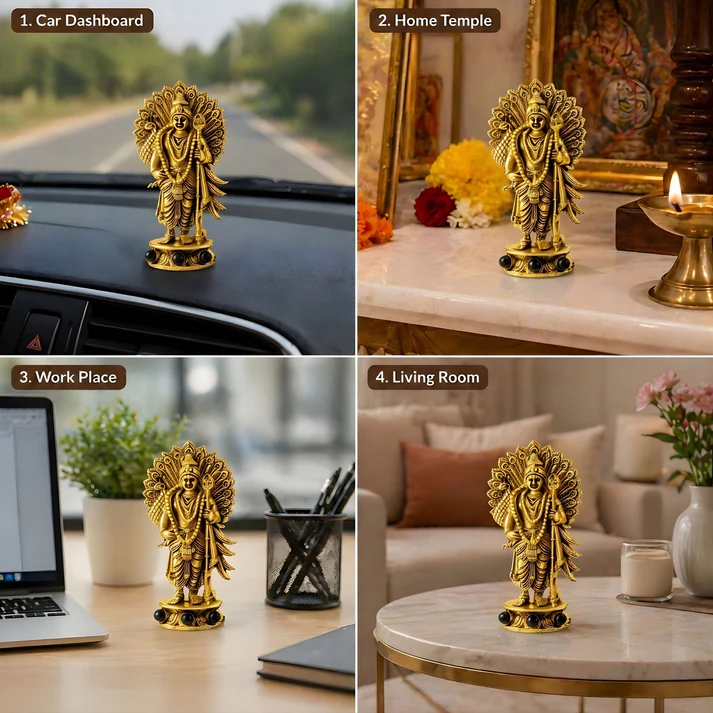 Gold Plated Lord Murugan with Peacock Idol